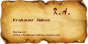 Krakauer Ambos névjegykártya